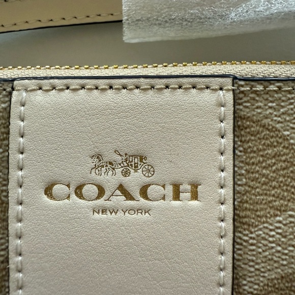 Coach Cream and Tan Wristlet - Picture 2 of 5